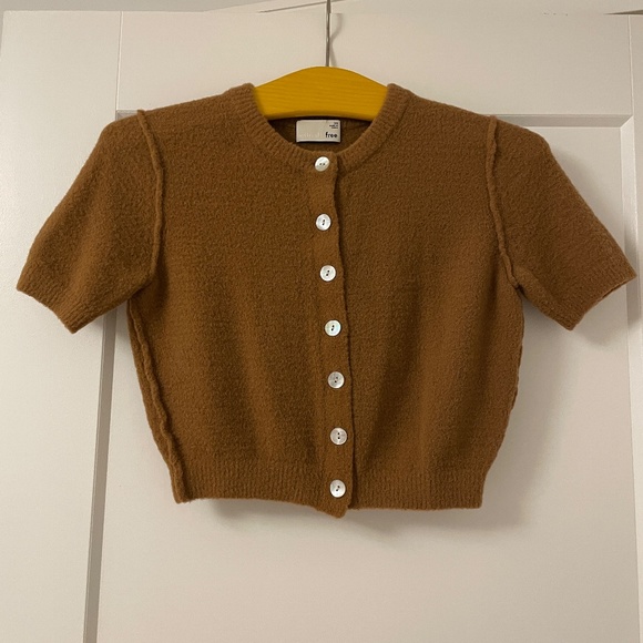 Aritzia Brown Cropped Cardigan - Picture 1 of 5